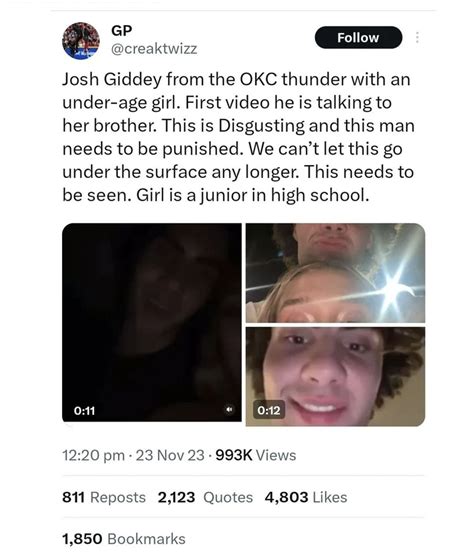 josh giddey leaked|Josh Giddey, Underage Girl Go Viral After Leaked Photos